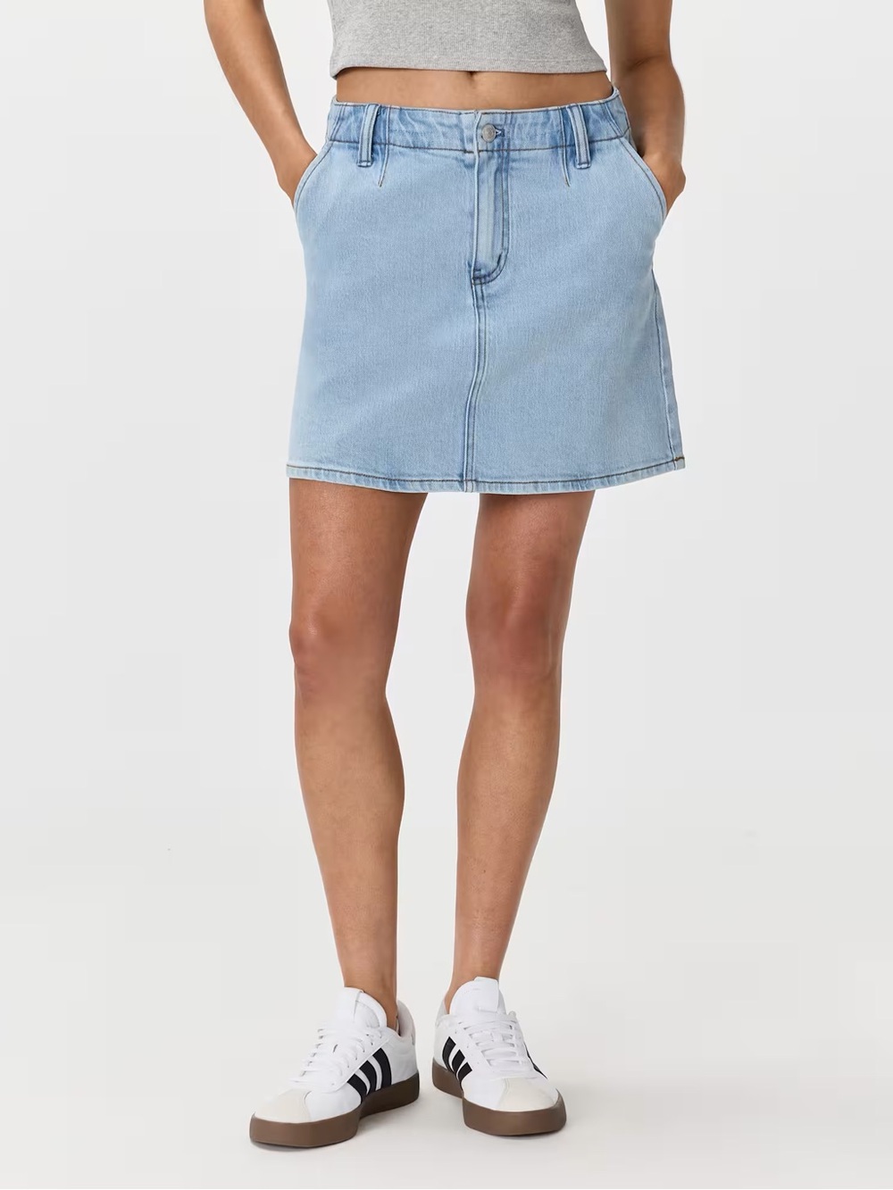 Quince Light Blue Stretch Denim Mini Skirt